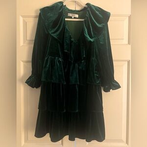 Crosby by Mollie Burch Emerald Green Velvet Dress sz Medium